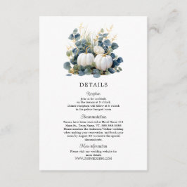 Tarjeta De Recepción Caer enamorado Calabazas blancas y detalles de euc