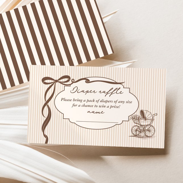 Tarjeta De Recepción Cafe Bebe Diaper raffle Stripes Brown Baby shower (Subido por el creador)