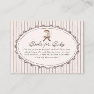 Tarjeta De Recepción Cafe Bebe Vintage Rayas Libros para Bebé