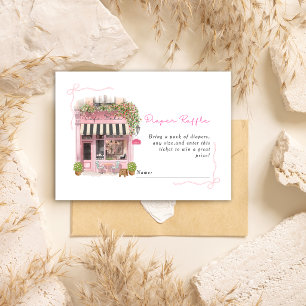 Tarjeta De Recepción Café parisino Bonjour Bebe Lazo Rosa Baby Shower