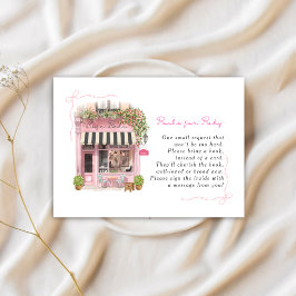 Tarjeta De Recepción Café parisino Bonjour Bebe Lazo Rosa Baby Shower