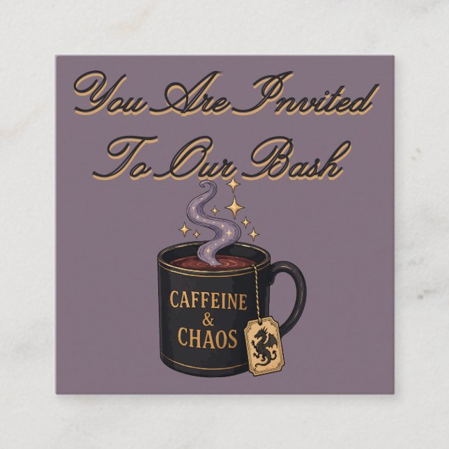 Tarjeta De Recepción Cafeína y Caos (Anverso)