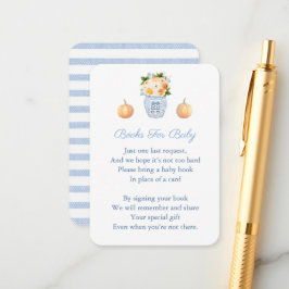 Tarjeta De Recepción Caída azul y blanca traen un Baby Shower de libros