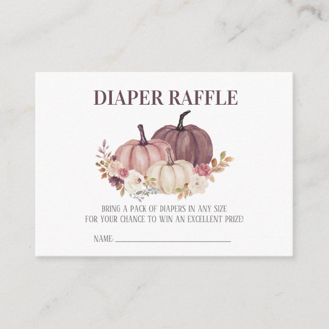 Tarjeta De Recepción Caída Baby Shower, Calabazas Florales, Raffle Diap (Anverso)