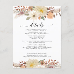 Tarjeta De Recepción Caída Bohemia Acuarela Floral Tierra Orgánica