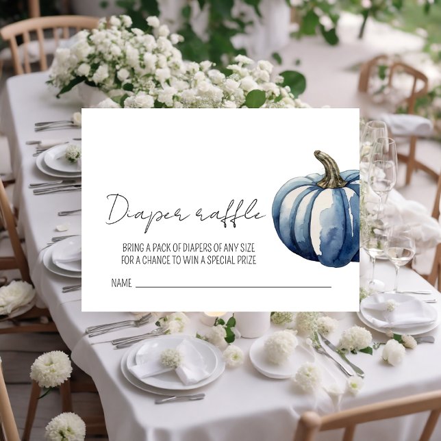 Tarjeta De Recepción Caída Calabaza Azul Baby Shower Diaper Raffle (Subido por el creador)