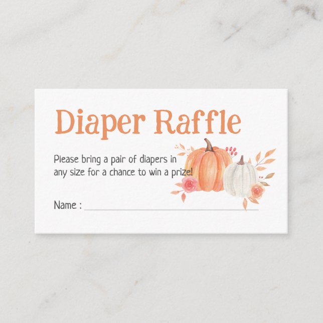 Tarjeta De Recepción Caída Calabaza Baby Shower Diaper Raffle (Anverso)