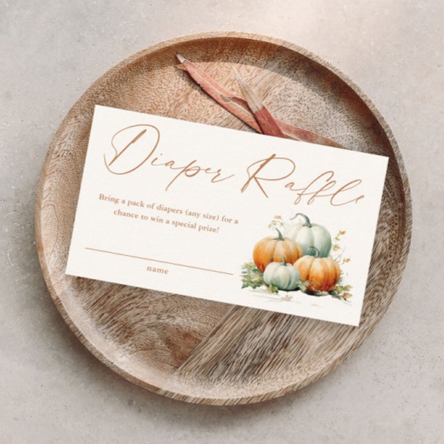 Tarjeta De Recepción Caída Calabaza Baby Shower Diaper Raffle (Fall pumpkin gender neutral baby shower diaper raffle invitation enclosure card.)