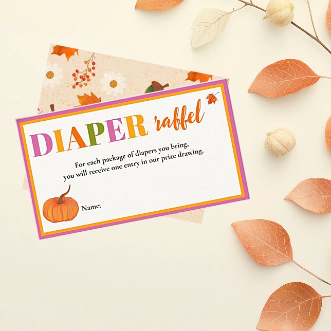 Tarjeta De Recepción Caída Calabaza Cute Diaper Raffle (Fall Pumpkin Cute  Diaper Raffle Baby Shower.)