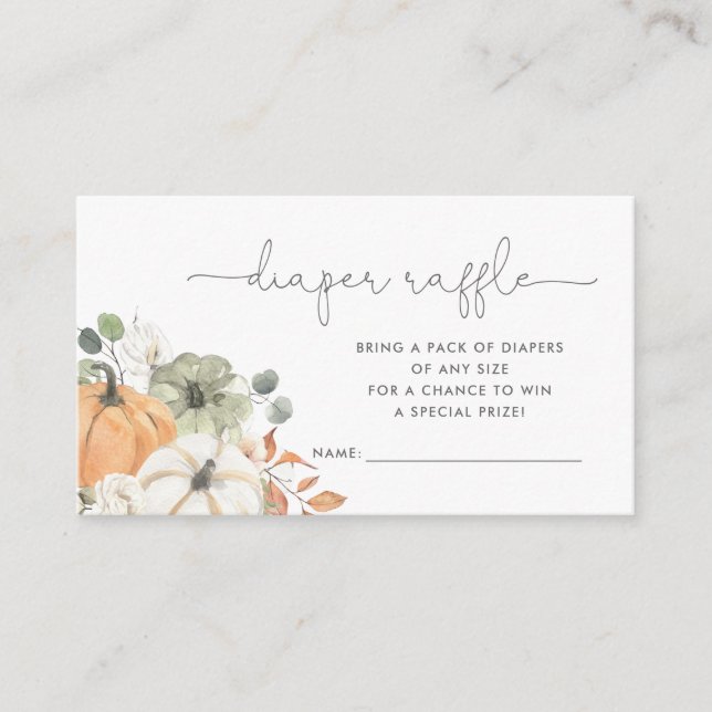 Tarjeta De Recepción Caída Calabaza Diaper Raffle (Anverso)