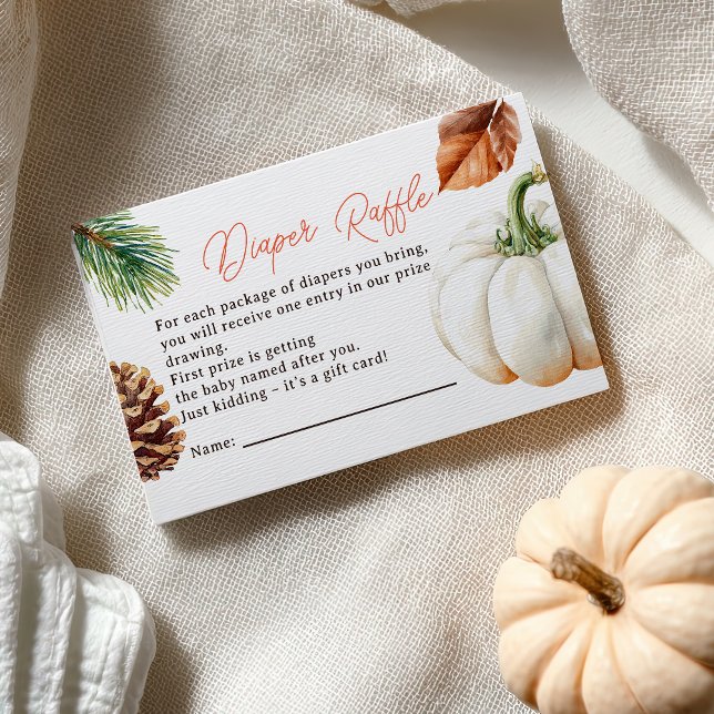 Tarjeta De Recepción Caída Calabaza Pequeña Otoño Diaper Bebé Raffle (Fall Little Pumpkin Autumn Baby Diaper Raffle Enclosure Card)