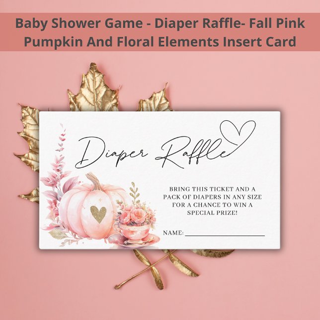 Tarjeta De Recepción Caída Calabaza Rosa Girly Floral Diaper Raffle (Subido por el creador)