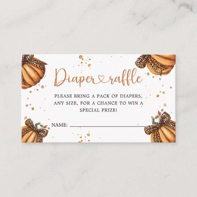 Tarjeta De Recepción Caída de calabaza Leopardo retro Diaper Raffle (Anverso)