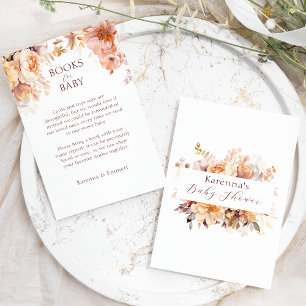 Tarjeta De Recepción Caída de Flores Blancas Libros De Baby Shower Para