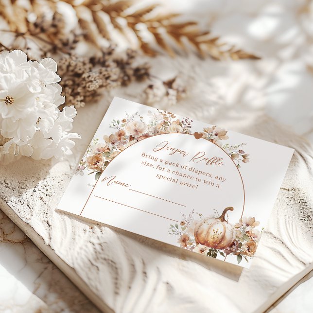 Tarjeta De Recepción Caída en el amor Floral Calabaza Diaper Baby Showe (Subido por el creador)