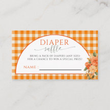 Caída En El Amor Naranja Floral Gingham Diaper Raf