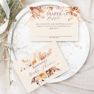 Tarjeta De Recepción Caída floral crema Baby Shower Diaper Raffle