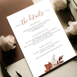 Tarjeta De Recepción Caída otoño el boho deja detalles bodas