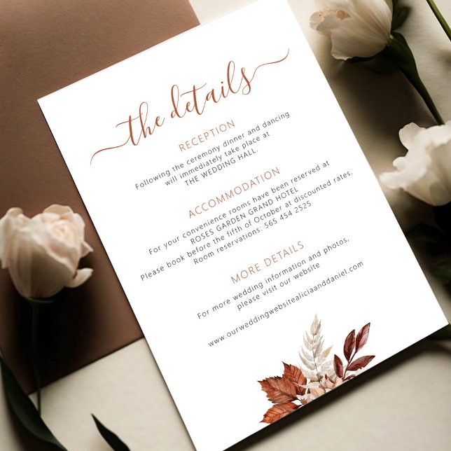 Tarjeta De Recepción Caída otoño el boho deja detalles bodas (Subido por el creador)