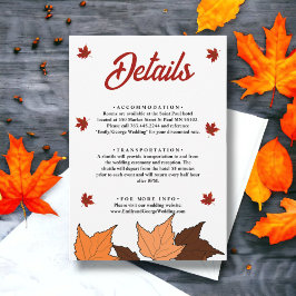 Tarjeta De Recepción Caída romántica deja detalles de Boda de Moda de B