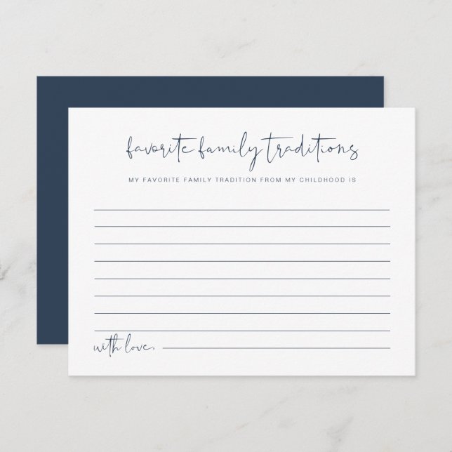 Tarjeta De Recepción CAITLIN Navy Blue Family Traditions Baby Game (Anverso / Reverso)