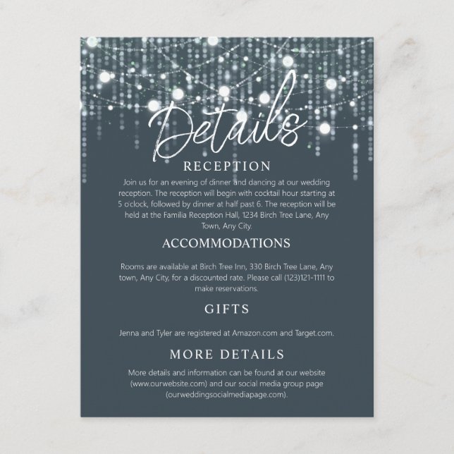 Tarjeta De Recepción Caja de Enclosure para Luces Colgantes Gris y Blan (Anverso)