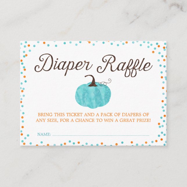 Tarjeta De Recepción Calabaza acuática Boy Diaper Raffle Ticket (Anverso)