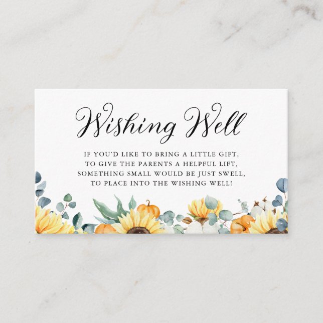 Tarjeta De Recepción Calabaza acuática y el bebé girasol deseando lo me (Anverso)