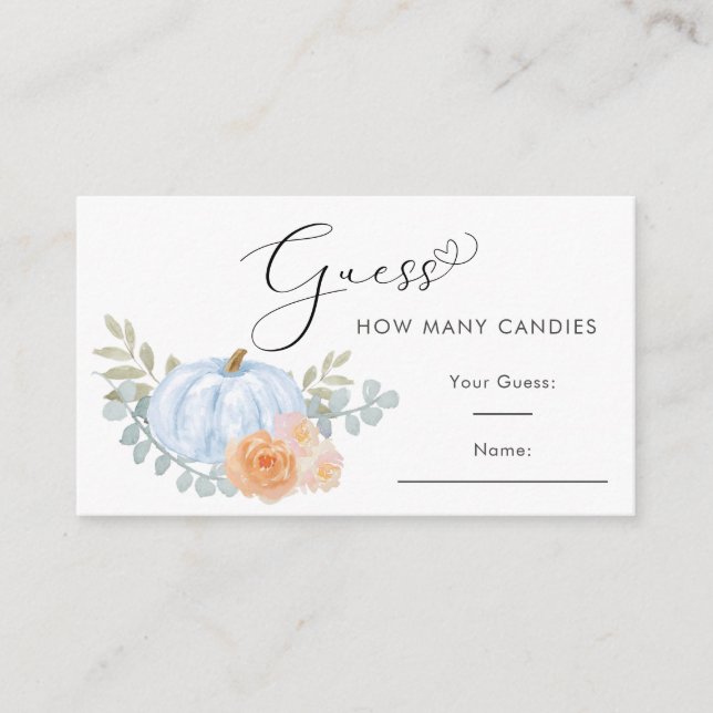 Tarjeta De Recepción Calabaza Adivina cuántos partidos de Baby Shower e (Anverso)