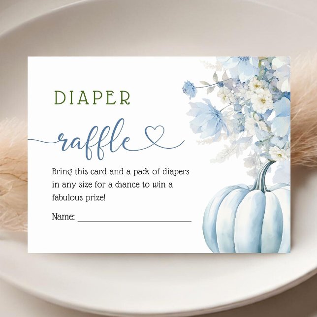 Tarjeta De Recepción Calabaza azul Baby Shower Boy Caída Diaper Raffle (Subido por el creador)
