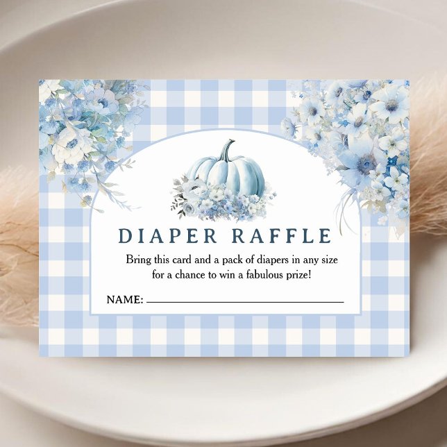 Tarjeta De Recepción Calabaza azul Baby Shower Caída Diaper Raffle (Subido por el creador)