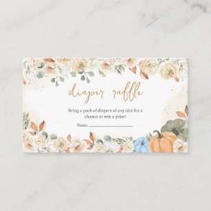 Tarjeta De Recepción Calabaza azul Baby Shower Diaper Raffle