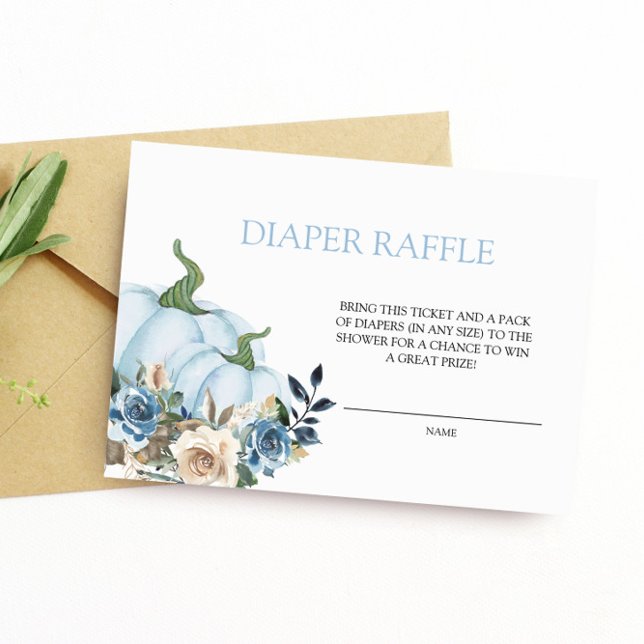 Tarjeta De Recepción Calabaza azul Baby Shower Diaper Raffle (Subido por el creador)