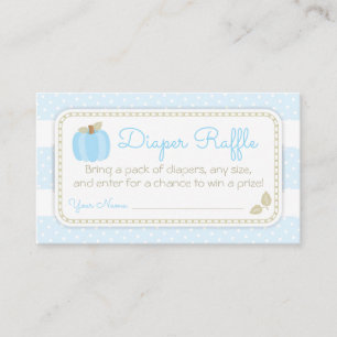 Tarjeta De Recepción Calabaza azul Baby Shower Diaper Raffle Ticket