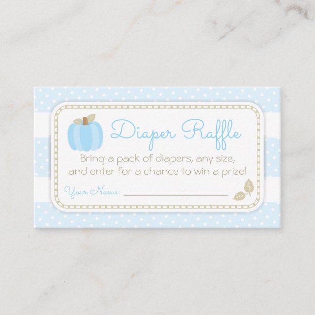 Tarjeta De Recepción Calabaza azul Baby Shower Diaper Raffle Ticket (Anverso)