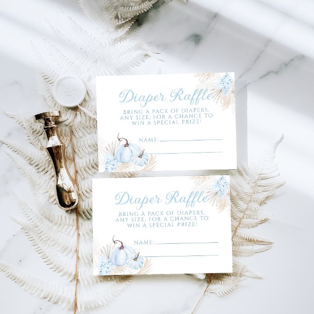 Tarjeta De Recepción Calabaza Azul Boho Cae Baby Shower Diaper Raffle (Subido por el creador)