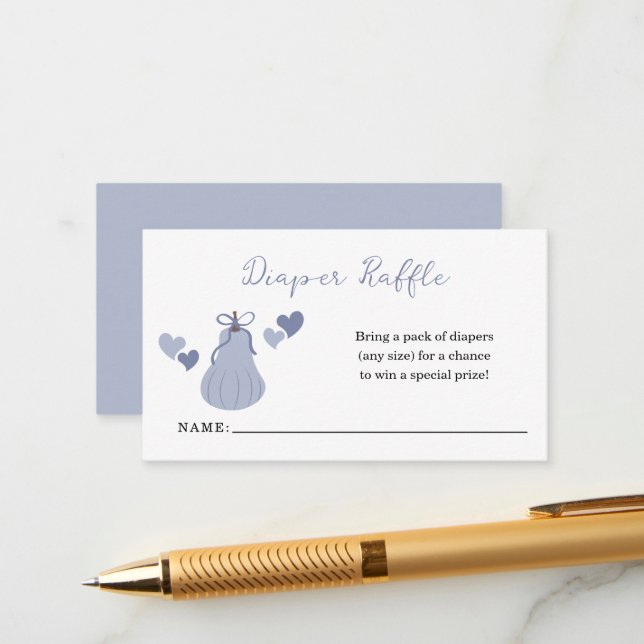 Tarjeta De Recepción Calabaza azul Bow Boy Baby Shower Diaper Raffle (Anverso/Reverso In Situ)