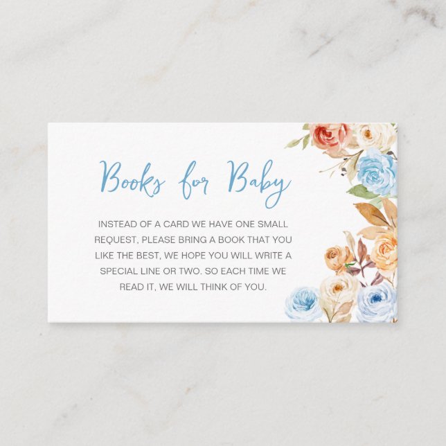 Tarjeta De Recepción Calabaza azul Floral Baby Shower Boys para bebé (Anverso)