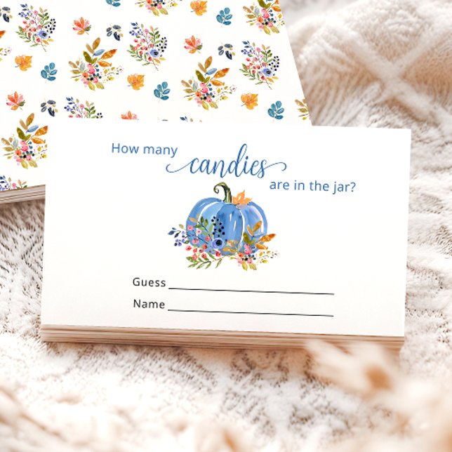 Tarjeta De Recepción Calabaza azul otoño ¿Cuántos caramelos? (Subido por el creador)