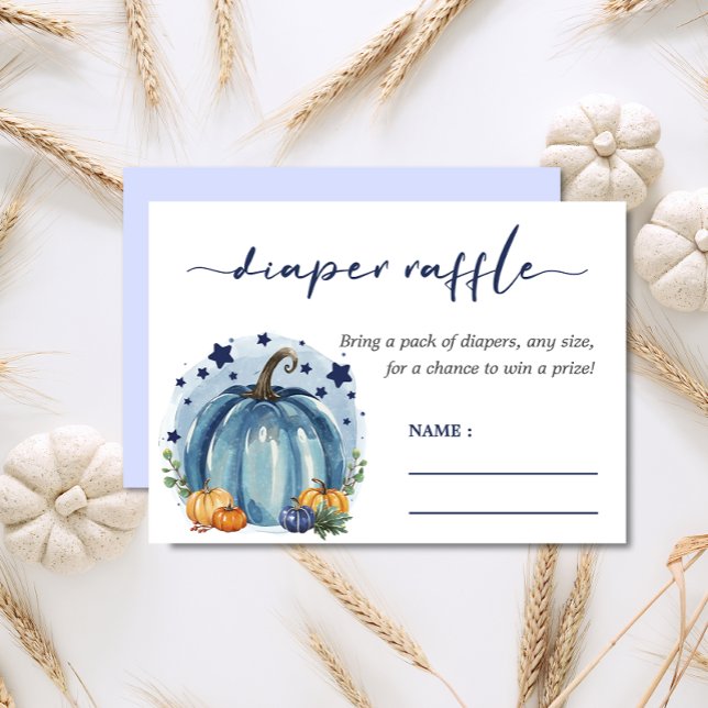 Tarjeta De Recepción Calabaza Azul Pequeña Bebé Niño Ducha Diaper Raffl (Subido por el creador)