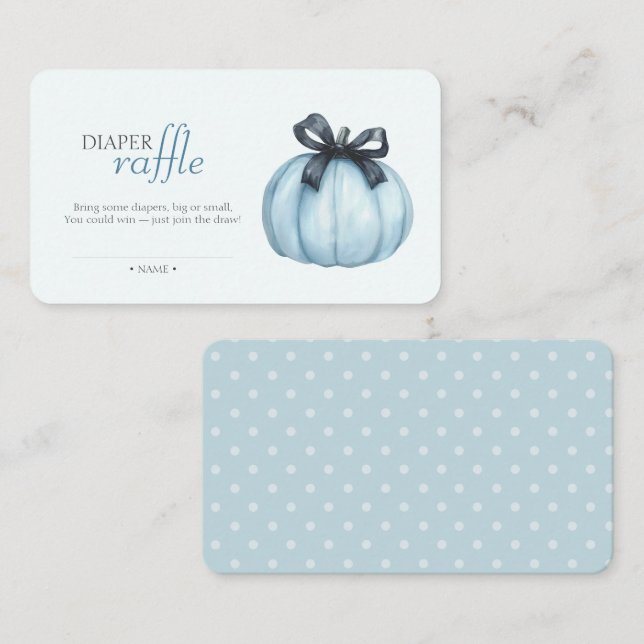 Tarjeta De Recepción Calabaza azul Polka Dots Diaper Raffle (Anverso / Reverso)
