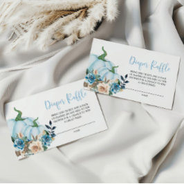 Tarjeta De Recepción Calabaza azul y flor Raffle de pañales