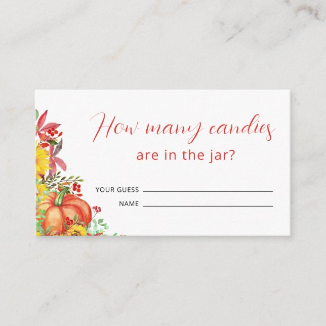 Tarjeta De Recepción Calabaza Baby Shower adivina cuántos canes (Anverso)