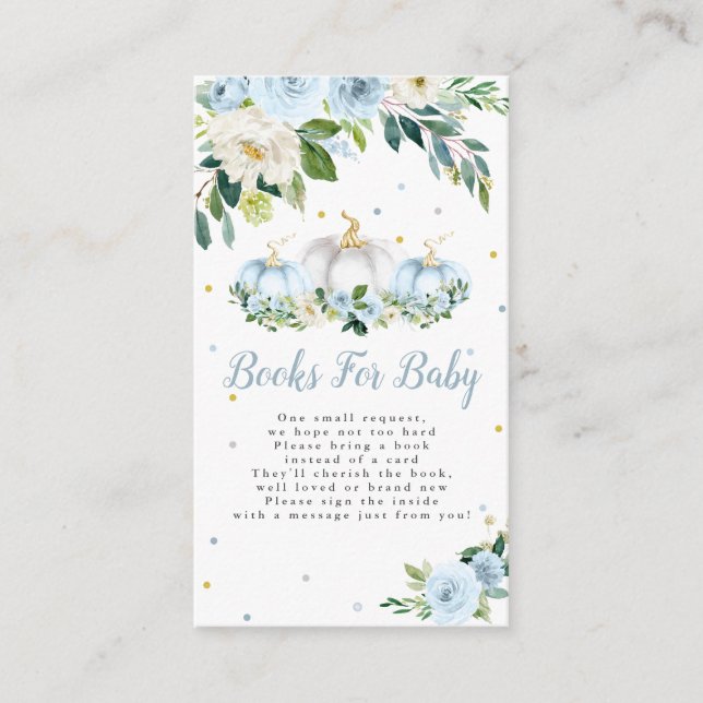 Tarjeta De Recepción Calabaza Baby Shower Boy Calabaza Libros Para Bebé (Anverso)