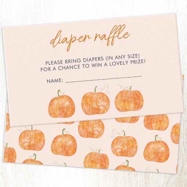 Tarjeta De Recepción Calabaza Baby Shower Diaper Raffle (Pumpkin baby shower autumn fall diaper raffle enclosure card)