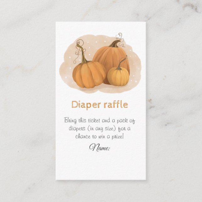 Tarjeta De Recepción Calabaza Baby Shower Diaper Raffle (Anverso)