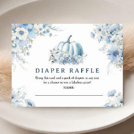 Tarjeta De Recepción Calabaza Baby Shower Dusty Blue Fall Diaper Raffle
