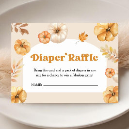 Tarjeta De Recepción Calabaza Baby Shower Retro Caída Diaper Raffle