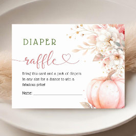 Tarjeta De Recepción Calabaza Baby Shower Rubor Pink Fall Diaper Raffle