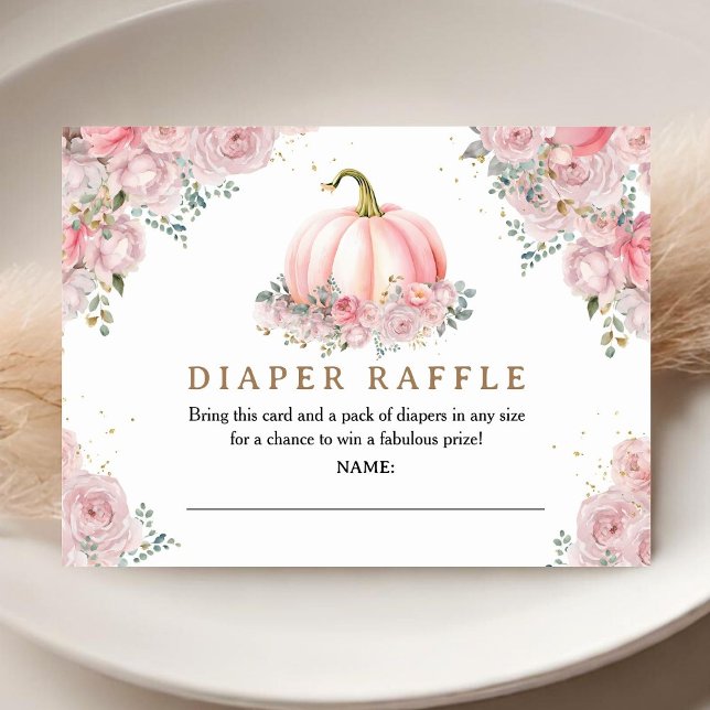 Tarjeta De Recepción Calabaza Baby Shower Rubor Pink Fall Diaper Raffle (Subido por el creador)